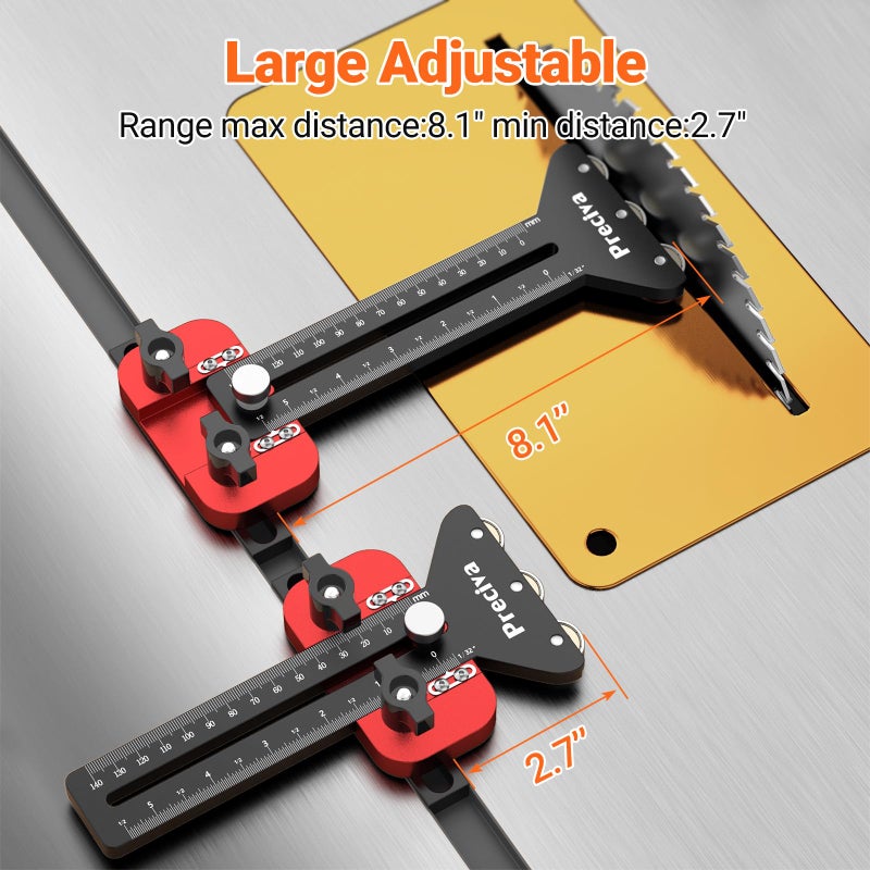 Preciva Thin Rip Table Saw Jig - 3 Pulleys Thin Rip Jig for Making Repetitive Narrow Strip Cuts  Table Saw Guide Fits for 3/8 x 3/4  U Slot and 1/4 x 3/8  T Slot - Image 4